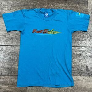 Vintage 80s OP Ocean Pacific Days End Surf Tee USA Blue Youth XL Women's Large